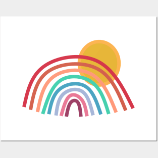 Boho Rainbow Sunrise on White Posters and Art